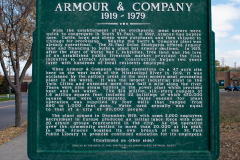 Historic marker at the site of the Armour Gates in South St. Paul