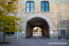 Porte-cochere of the Grain Belt brew house in Northeast Minneapolis