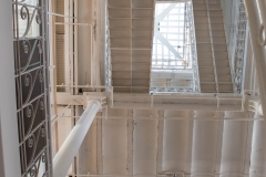 Looking up from the ground floor six stories to the belvedere roof of the Grain Belt brew house