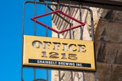 Sign hanging on the Grain Belt Brewery Office in Northeast Minneapolis