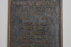 Plaque hanging in Bridgman Hall commemorating Hamline students who gave their lives in World War I