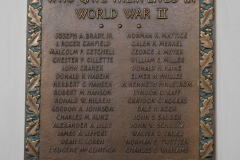 Plaque hanging in Bridgman Hall commemorating Hamline students who gave their lives in World War II