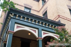 Dentil woodwork on the porch of Hamline's Old Main Hall