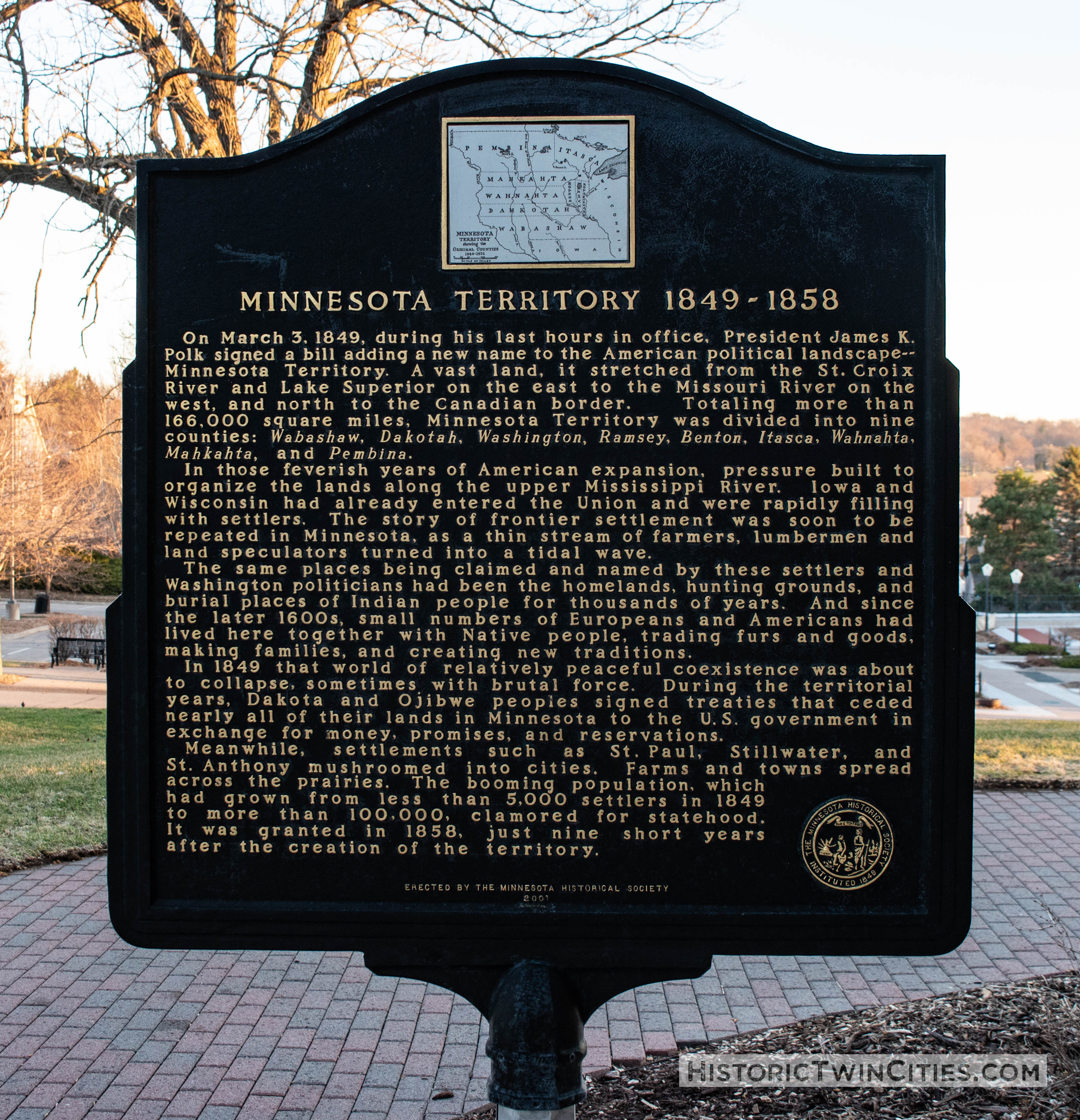 Historic marker on the grounds of the Historic Washington County Courthouse - Stillwater, MN