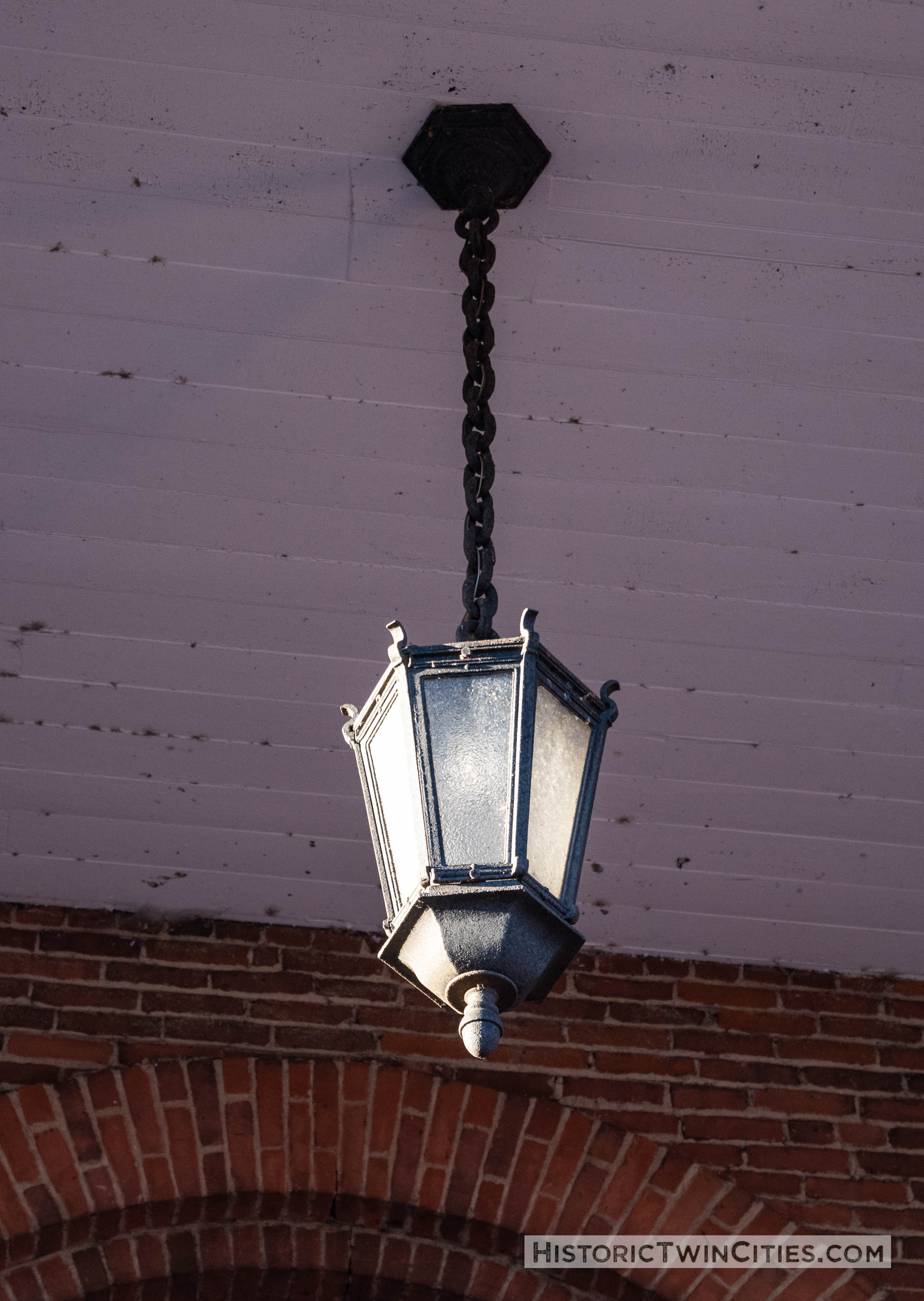 Light fixture under the portico of the Historic Washington County Courthouse - Stillwater, MN
