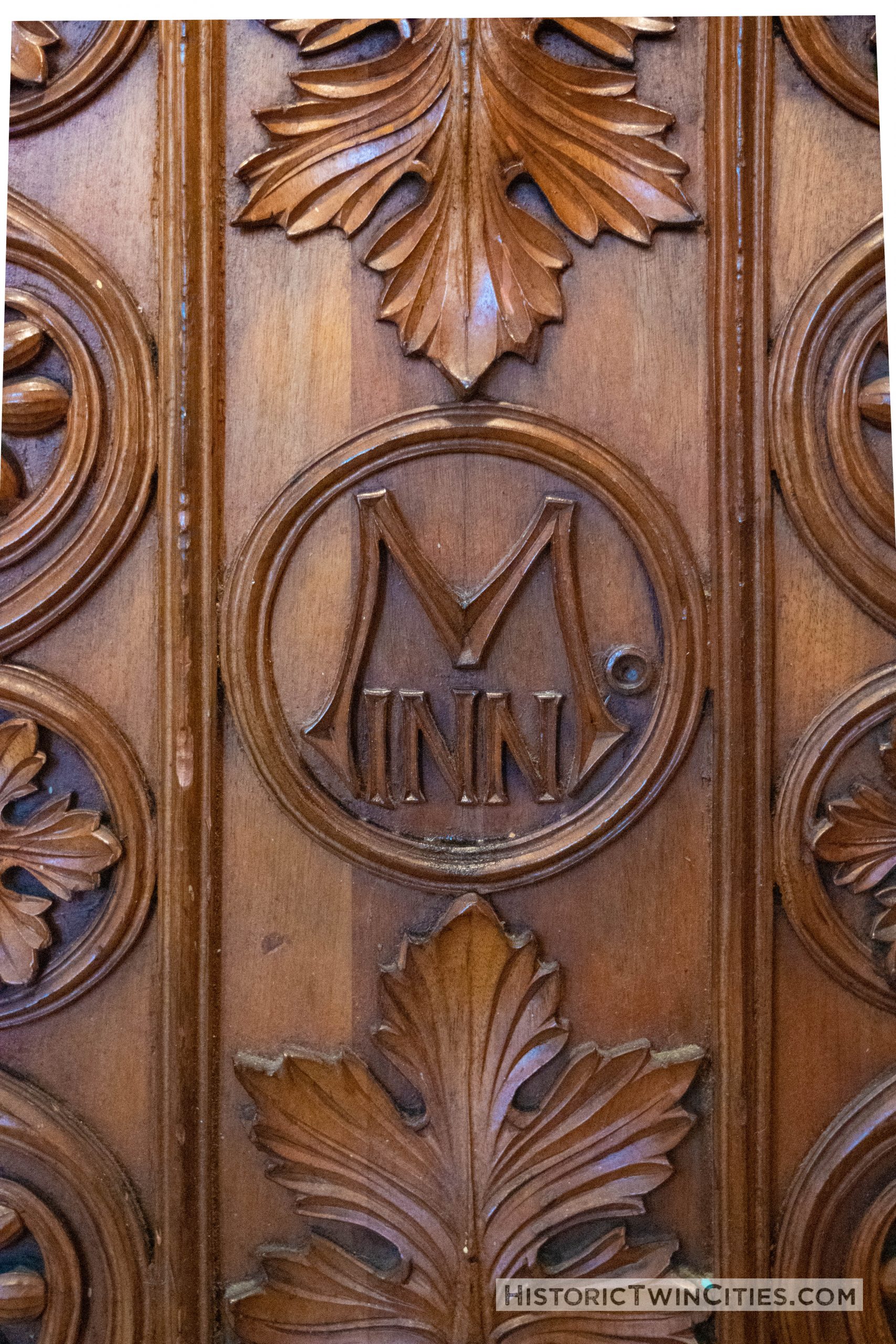 Woodcarving in the Chief Justice Room (Room 430), originally the Law Library, of the Landmark Center in St. Paul, MN
