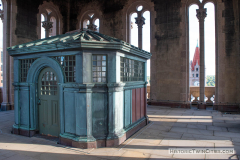 The copper clad entry room atop the north tower of the Landmark Center in St. Paul, MN