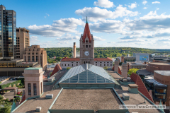 View of the clock tower from the north tower of the Landmark center in St. Paul, MN