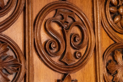 Woodcarving in the Chief Justice Room (Room 430), originally the Law Library, of the Landmark Center in St. Paul, MN