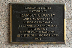 National Register of Historic Places plaque on the Landmark Center in St. Paul, MN