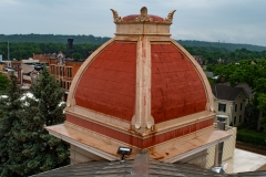 View of the northeast tower's mansard roof from the roof of the old Dakota County Courthouse