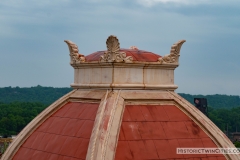 View of the mansard roof atop the northeast tower of the old Dakota County Courthouse
