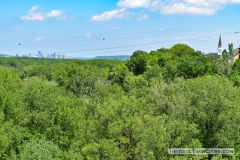 View of the Historic Church of St. Peter on the bluffs of the Minnesota River with the St. Paul skyline in the distance