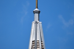 Cross atop the spire of the Historic Church of St. Peter in Mendota