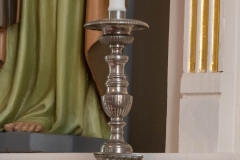 Silver candlestick in the sanctuary of the Historic Church of St. Peter in Mendota