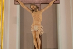 Crucifix hanging in the sanctuary of the Historic Church of St. Peter in Mendota