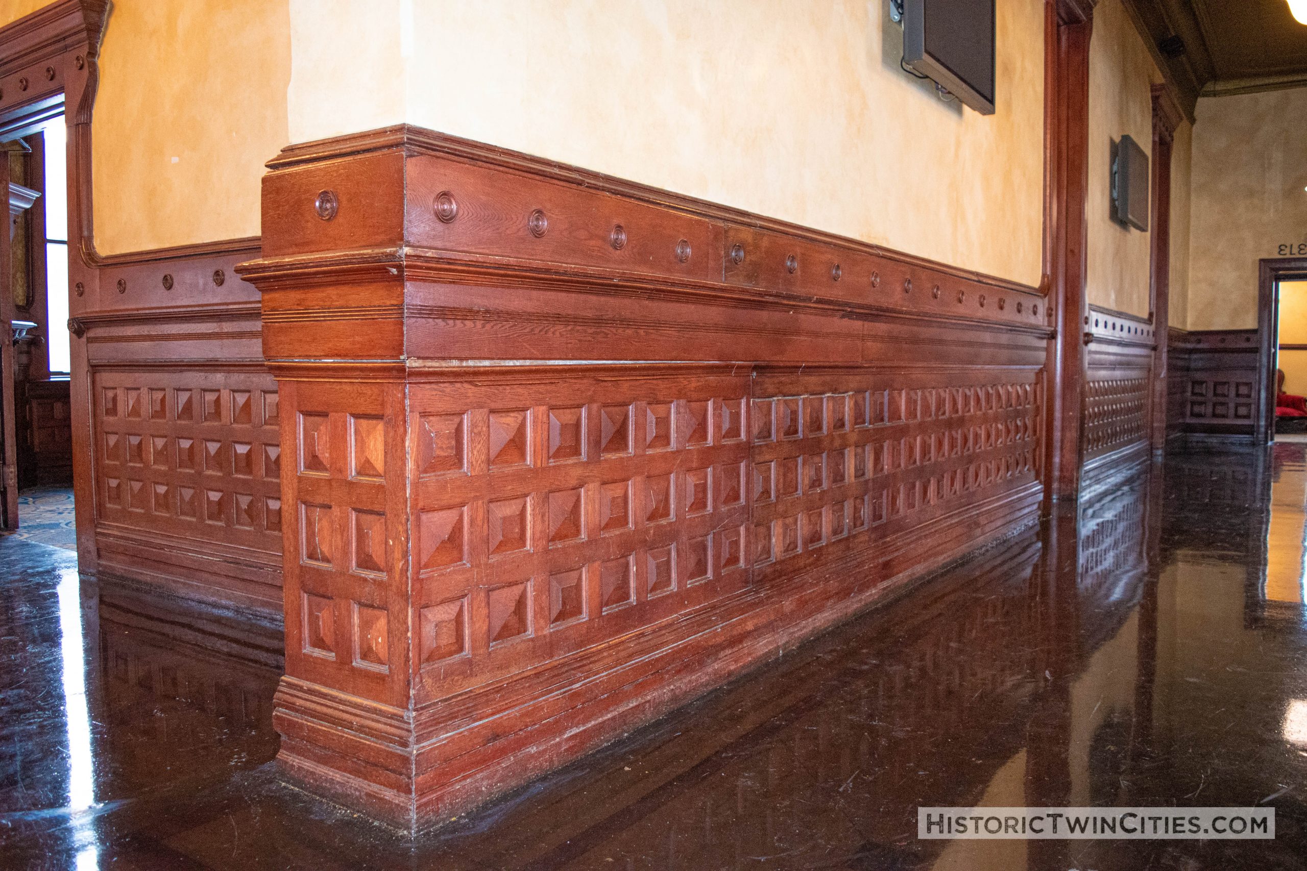 Wainscoting on the first floor of the the Stockyards Exchange Building - South St. Paul