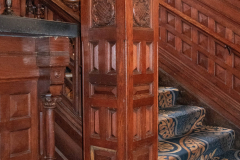 Newel post at the base of the stairway on the first floor of the Stockyards Exchange Building - South St. Paul