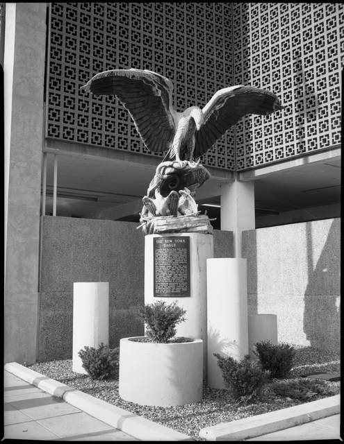 New York Life Eagle outside the Pioneer Building circa 1972