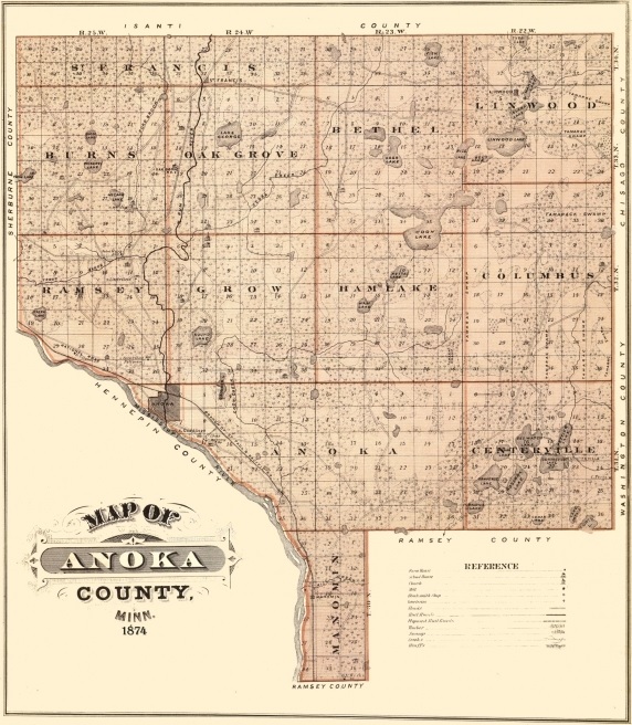 1874 Map of Anoka County