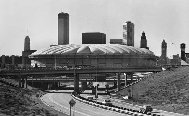 Hubert H. Humphrey Metrodome in Minneapolis circa 1982 (MHS)