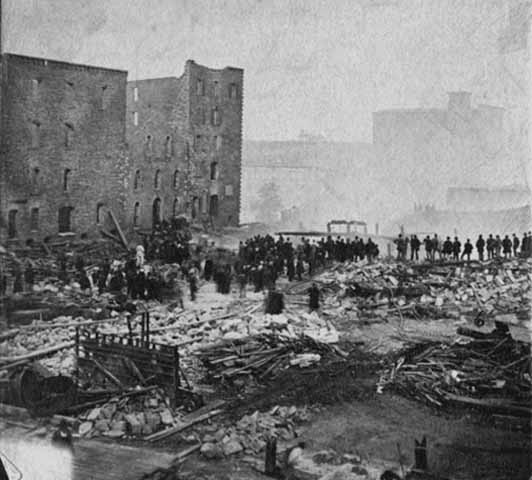 Washburn A Mill after explosion circa 1878 (MHS)